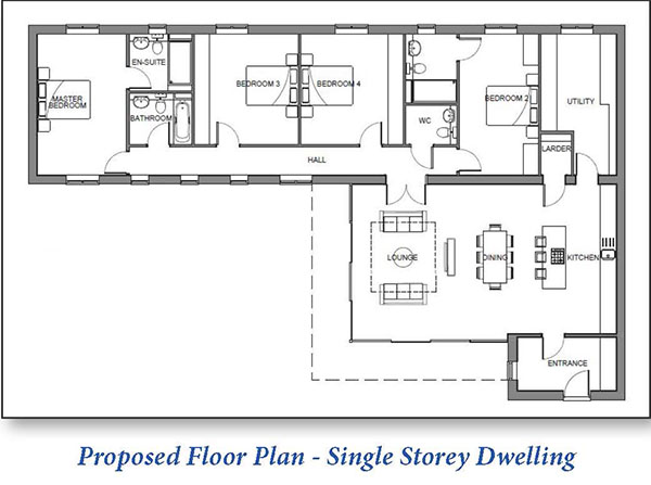 Lot: 81 - LAND WITH CONSENT FOR DETACHED DWELLING - Proposed Floor Plan - Single Storey Dwelling